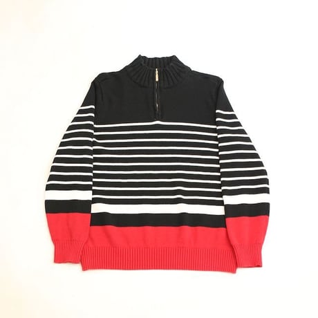 Haif Zip Cotton Knit Sweater