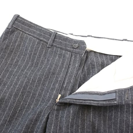 Striped Pattern Wide Flared Wool Slacks Pants