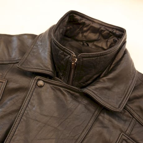 Layered Gimmick Black Leather Jacket