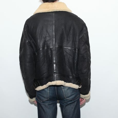 Vintage B-3 Mouton Leather Jacket Black