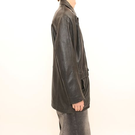 Black Leather Coat Loose Silhouette