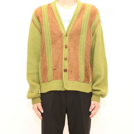60's Sears Knit × Lambskin Suede Cardigan