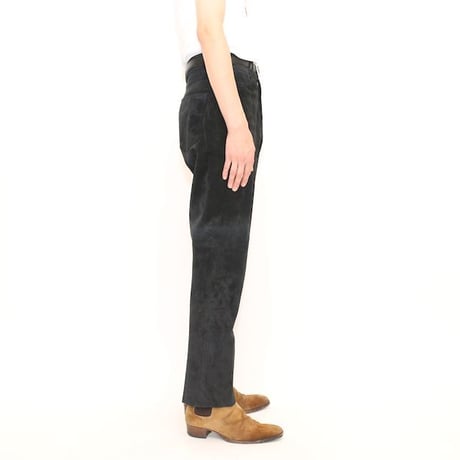 Black Suede Leather Slim Pants