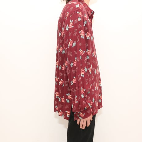 Flower Pattern Rayon L/S Shirt