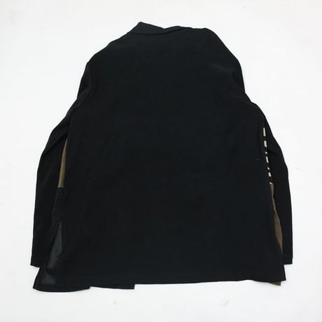 Patchwork Design Open Collar Fake Suede L/S Shirt