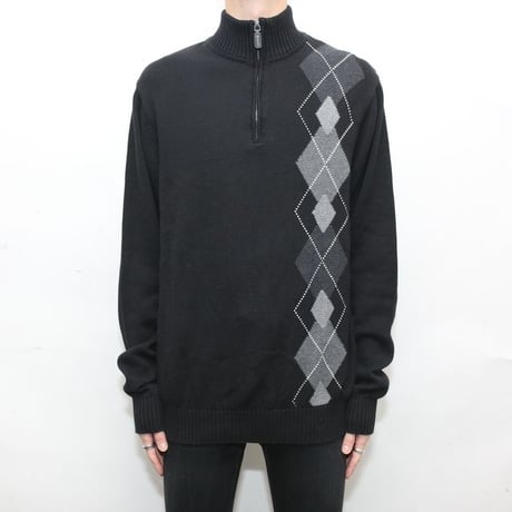 Half Zip Cotton Knit Sweater