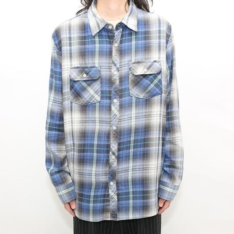 Ombre Plaid Cotton Flannel Shirt