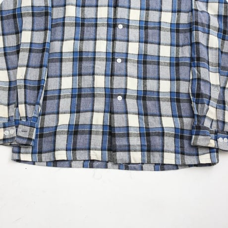 60's Open Collared Plaid  Wool L/S Shirt