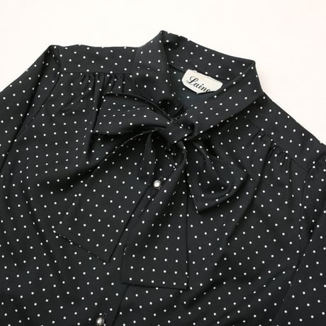 Dot Pattern Bow Tie Blouse