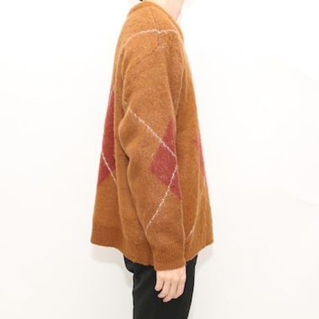 Argyle Pattern Wool Knit Sweater