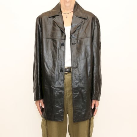 Black Leather Half Coat 'Vera Pelle'