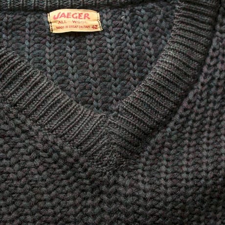50's Jaeger V-Neck Knit Sweater Made In Great Britain