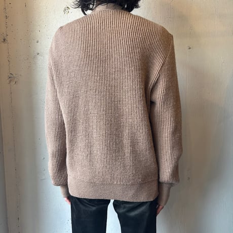 Norm Thompson Suede × Wool Knit Cardigan MADE IN GREAT BRITAIN