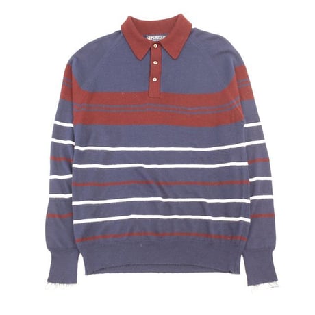Vintage Puritan Border Pattern Knit Polo L/S Shirt