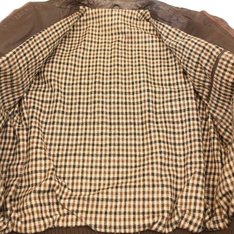 Rib Leather Jacket Brown