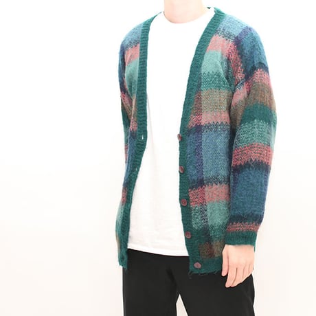 Mohair Check Knit Cardigan  