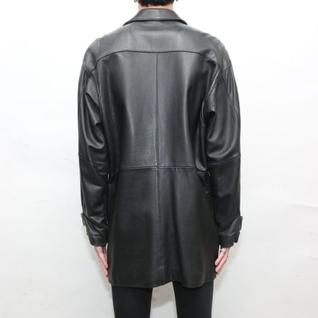 Black Lamb Leather Half Coat