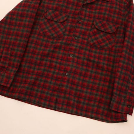 60's Pendleton Open Collar Wool Checked L/S Shirt
