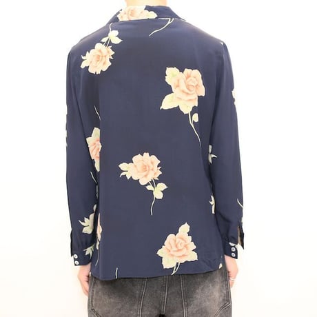 Liz Claiborne Flower Pattern Open Collar Silk L/S Shirt