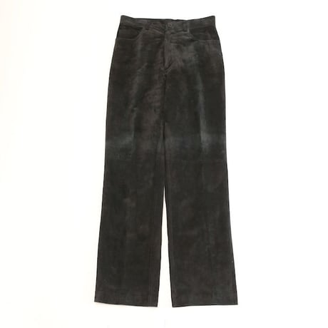 Black Suede Leather Slim Pants