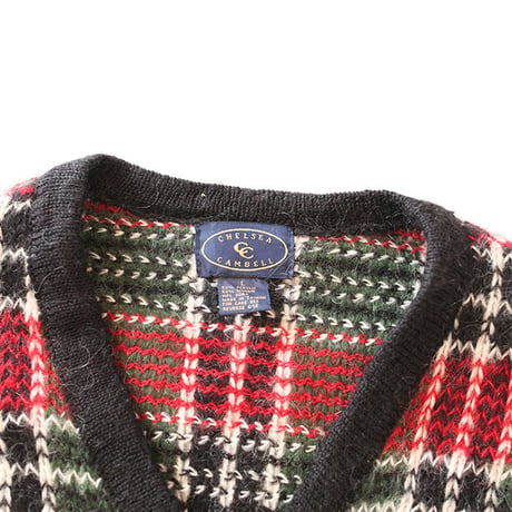 Mohair Check Knit Cardigan  