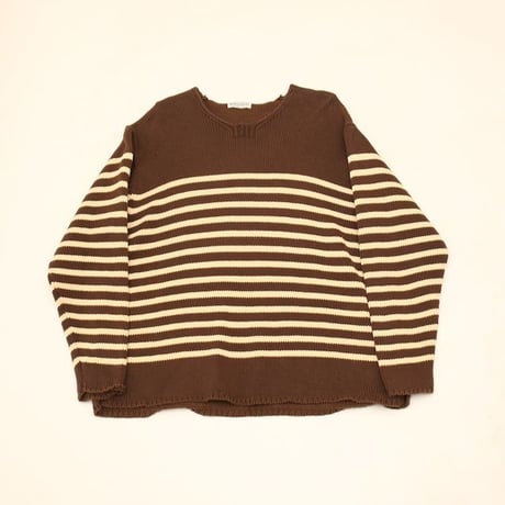 Border Cotton Knit Sweater