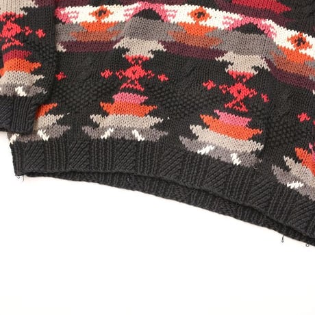 Woolrich Native Pattern Ramie Cotton Hand Knit Sweater