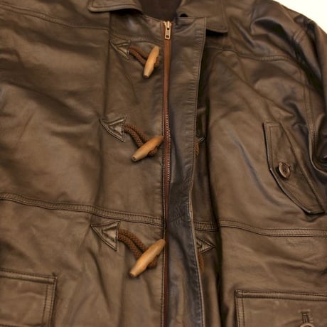 Black Leather Hooded Coat