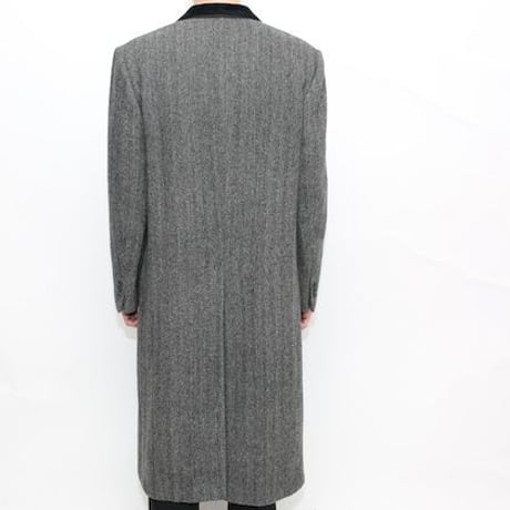 Vintage Herringbone Wool Long Coat MADE IN USA
