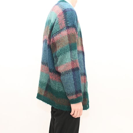 Mohair Check Knit Cardigan  