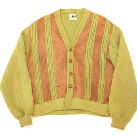 60's Sears Knit × Lambskin Suede Cardigan