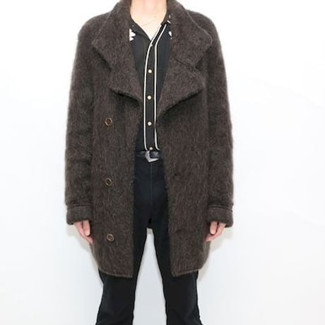 Kid Mohair Blend Knit Coat Made in Italy