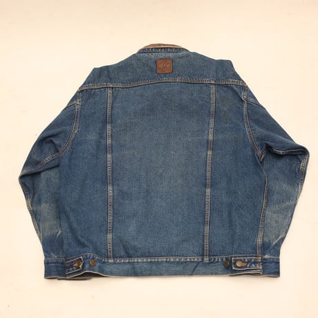 Marlboro Leather Collared Denim Jacket Loose Silhouette
