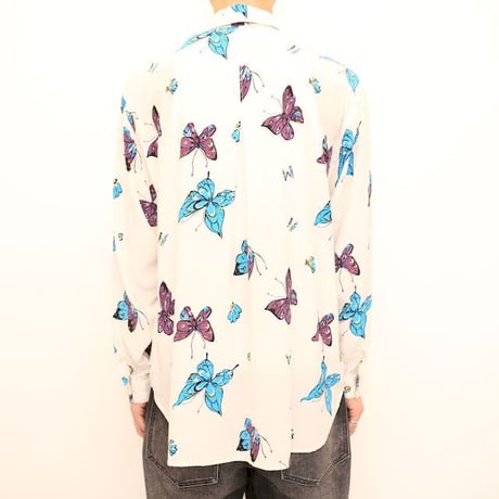 Butterfly Pattern Silk L/S Shirt