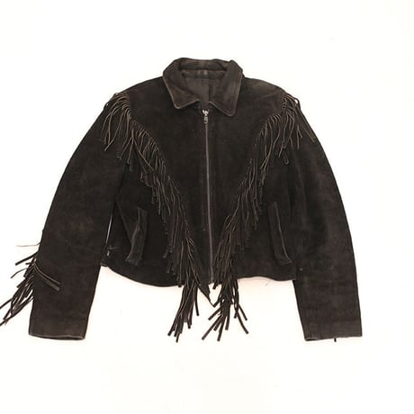 Black Suede Fringe Leather Jacket