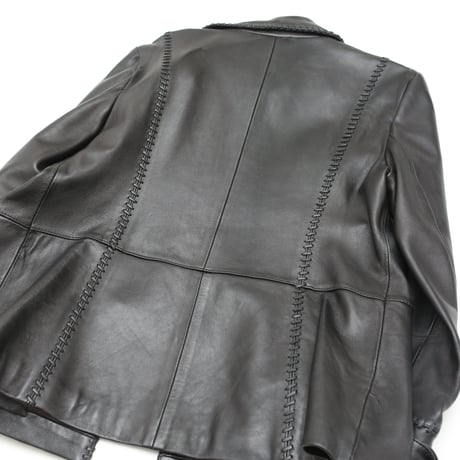 Braided Black Leather Jacket