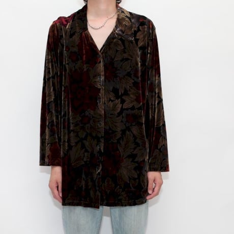 Flower Pattern Velour Shirt