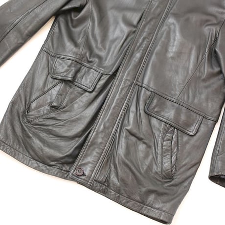 Black Leather Coat Loose Silhouette