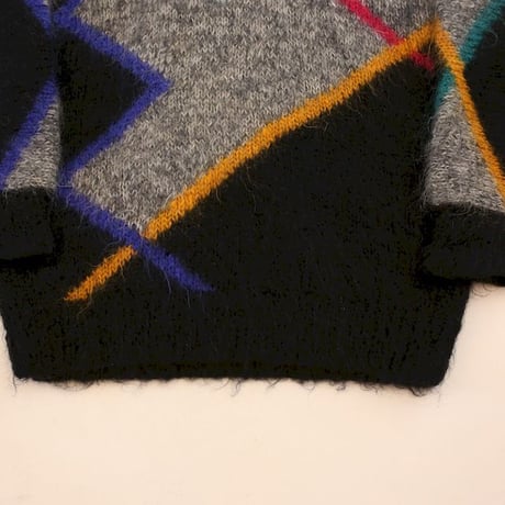 Patterned Mohair Wool Knit Sweater