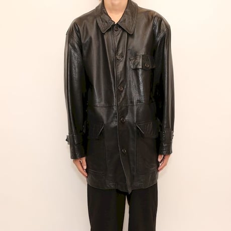 Domon Black Leather Coat