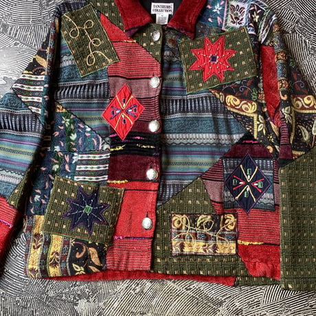 Multi Fabric Patchwork Design Jacket