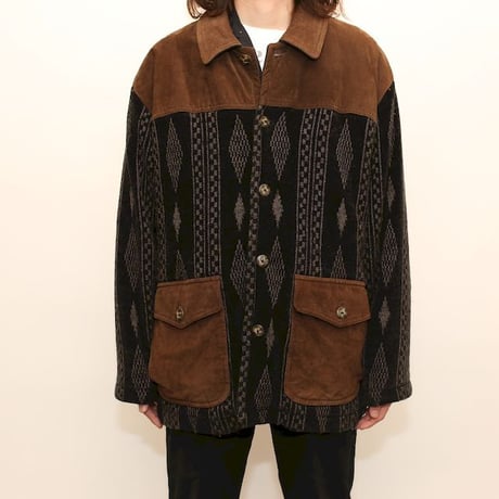 Velour Knit × Suede Coat