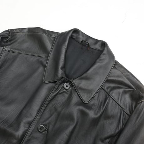 Black Lamb Leather Half Coat