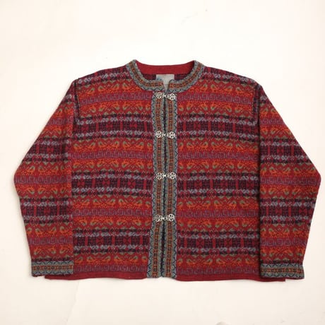 Patterned Wool Knit Cardigan