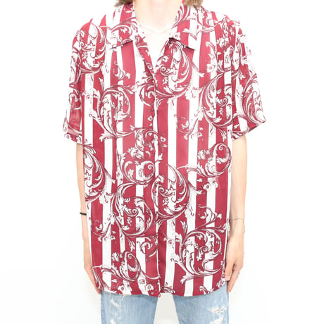 Stripe Baroque Pattern Polyester S/S Shirt