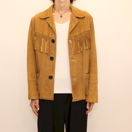Vintage Nubuck Leather Fringe Jacket