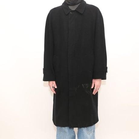 Black Wool Balmacaan Coat