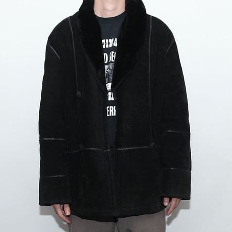 Black Suede Boa Coat