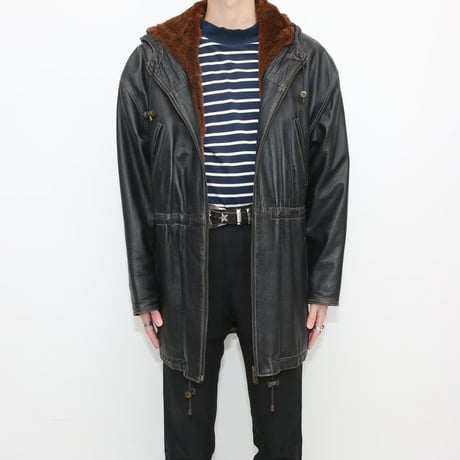 Sheep Skin Hooded Coat Rabbit Fur Linning