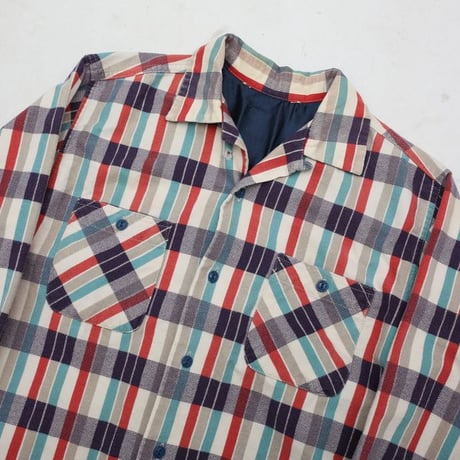 Plaid Print Flannel Open Collared Shirt